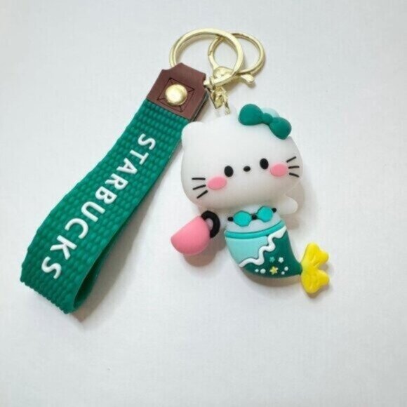Starbucks Hello Kitty Mermaid Keychain Green Sanrio Collab Strap Bag Charm Cute - Picture 4 of 7